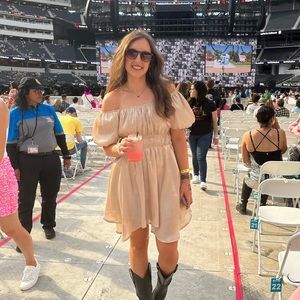 Gold Puff Sleeve Dress